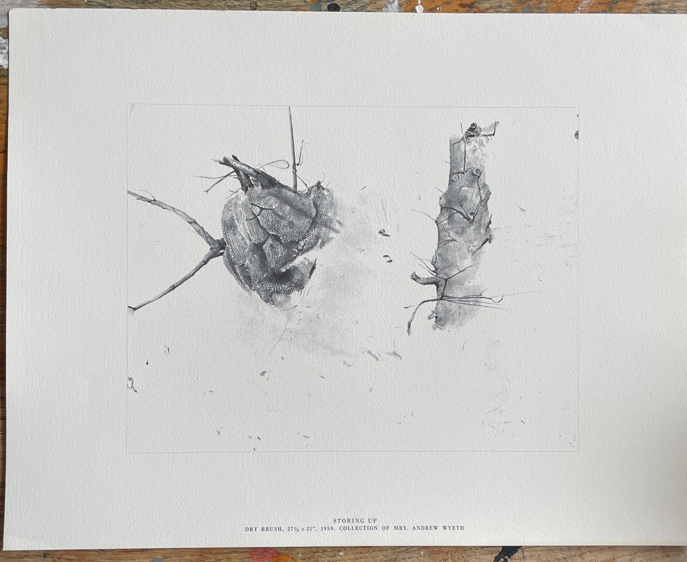 Andrew Wyeth - Storing Up - Vintage 1962 Print  13.25 x 17" Lithograph on Wove Paper Black and White Dry Brush