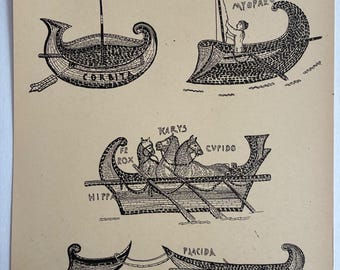 Antique Print Roman Merchant Ships Corbita Myoparo Hippago Fe Rox Placida