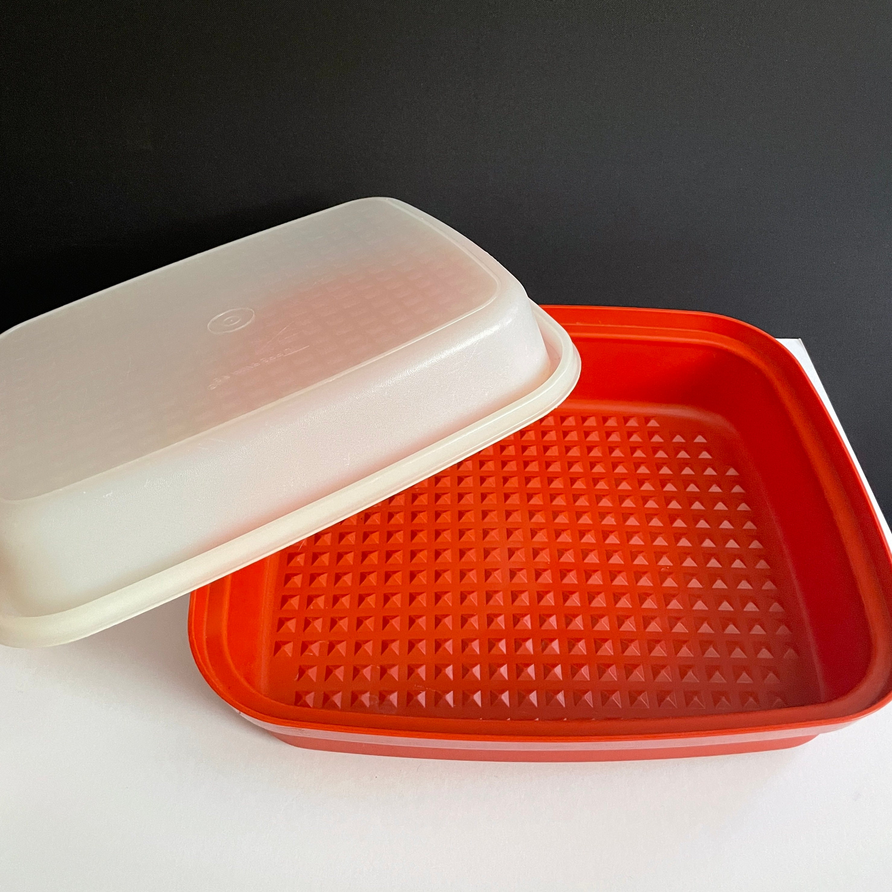 Large Orange Tupperware Marinade Container Meat Keeper 