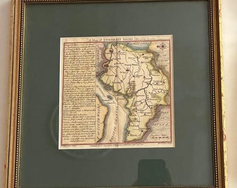 Antique Engraving Framed Map Somerset Shire South West England Bristol Channel