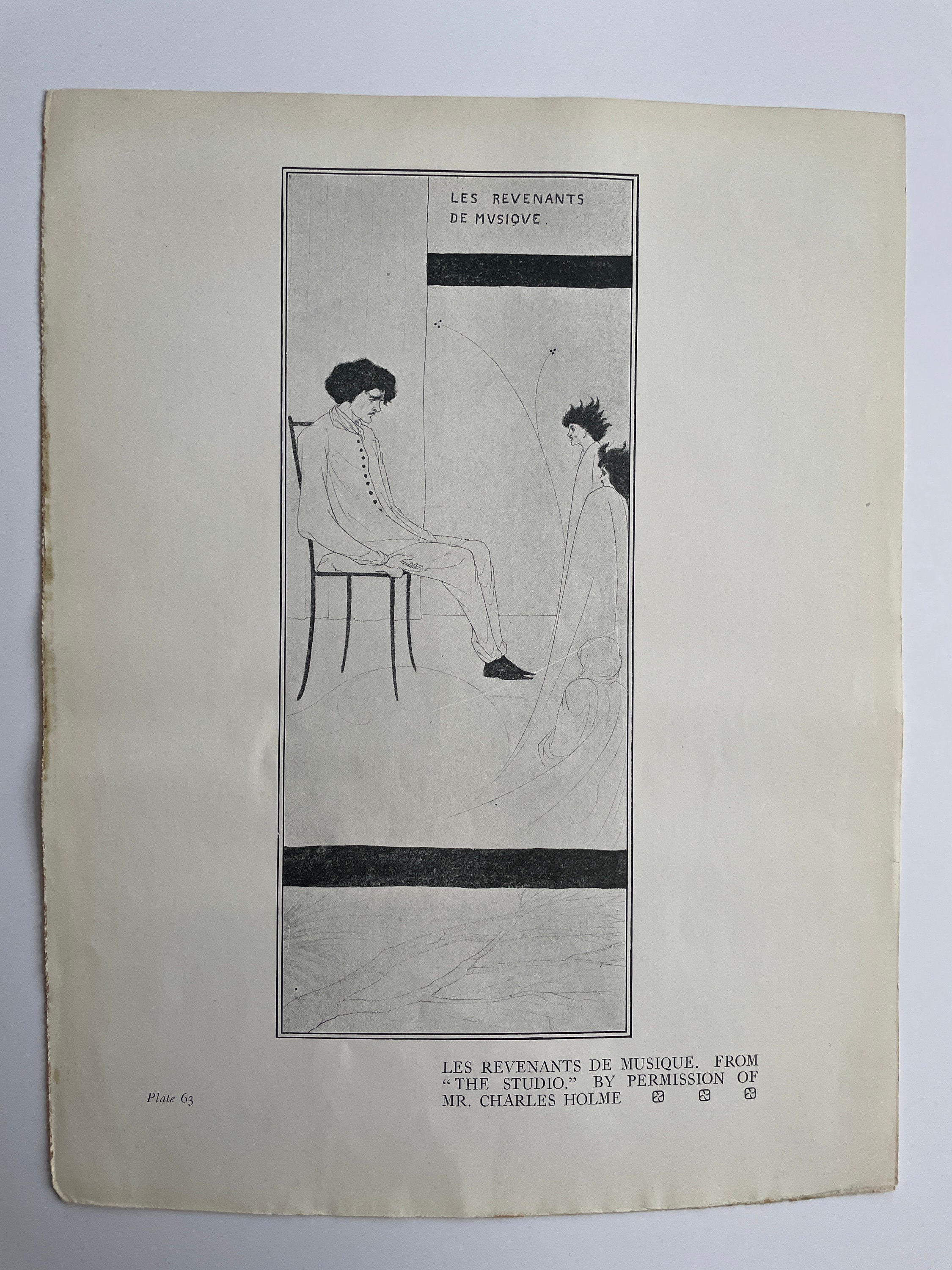 Aubrey Beardsley Les Revenants de Musique Plate 63 Vintage Print from "The Studio"