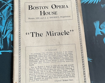 Programa de la Ópera de Boston para "El Milagro", que se representó de octubre a diciembre de 1925, Antique Music Ephemera