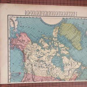 アンティーク北米地図、アンティークカラー地図 ランドマクナリー 1899年頃 世界地図帳 オリジナル 1890年代 ワックス彫刻