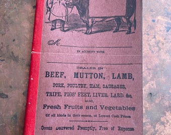 Grocery Ledger Unused Antique Beef Mutton Lamb Account Book Ephemera Blank NOS