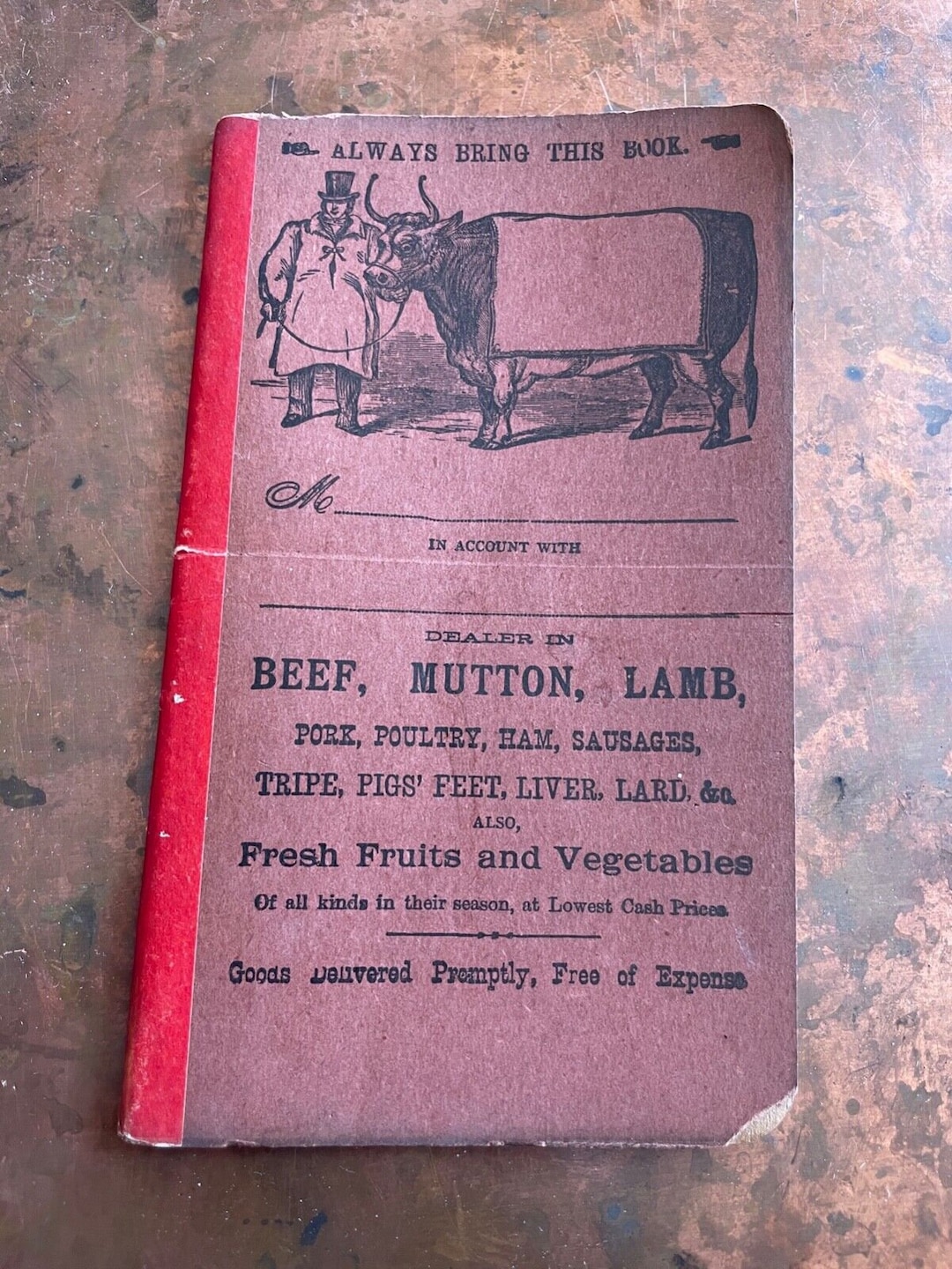 Antique Grocery Ledger Booklet Small Notebook, Unused Deadstock to