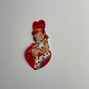Y Not Be Mine Cute Girl Hearts Kitsch Vintage Valentine Greeting Card c 1950s Unused New Old Stock