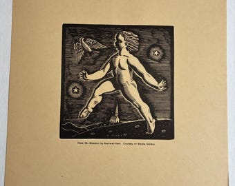 Antique Print After Rockwell Kent Woodcut