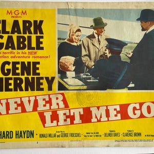 Never Let Me Go 1953 Original Vintage Lobby Card from the 1950s Clark Gable Gene Tierney MGM romance thriller film