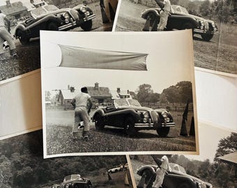 Jaguar XK120 Racing Sports Car Lot 5 Vintage Photos Rockland Race
