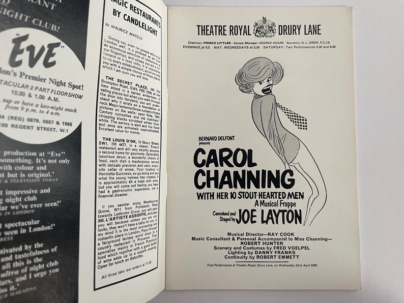 Carol Channing With Her 10 Stout Hearted Men (1970) Theatre Royal ...