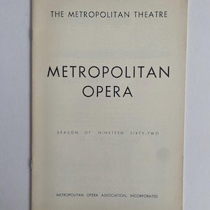 Tosca (1962) Metropolitan Opera Theatre Vintage Playbill 1960s Boston Opera House Theater Program