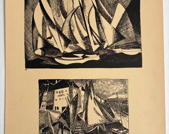Antique Print Yachts and Yachting after Charles Sheeler Port Maurice de Vlaminck
