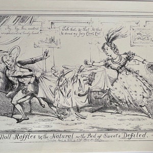 Vintage Etching Restrike Art Print - Moll Raffles Sweets Defiled, 11x17 Caricature from the 1800s Limited Edition 9 of 100 Art Print