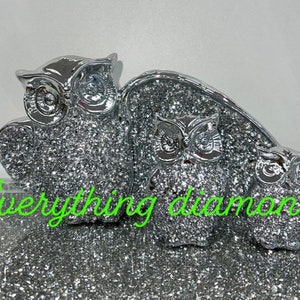 Crushed Diamond Set  of 3 Owls