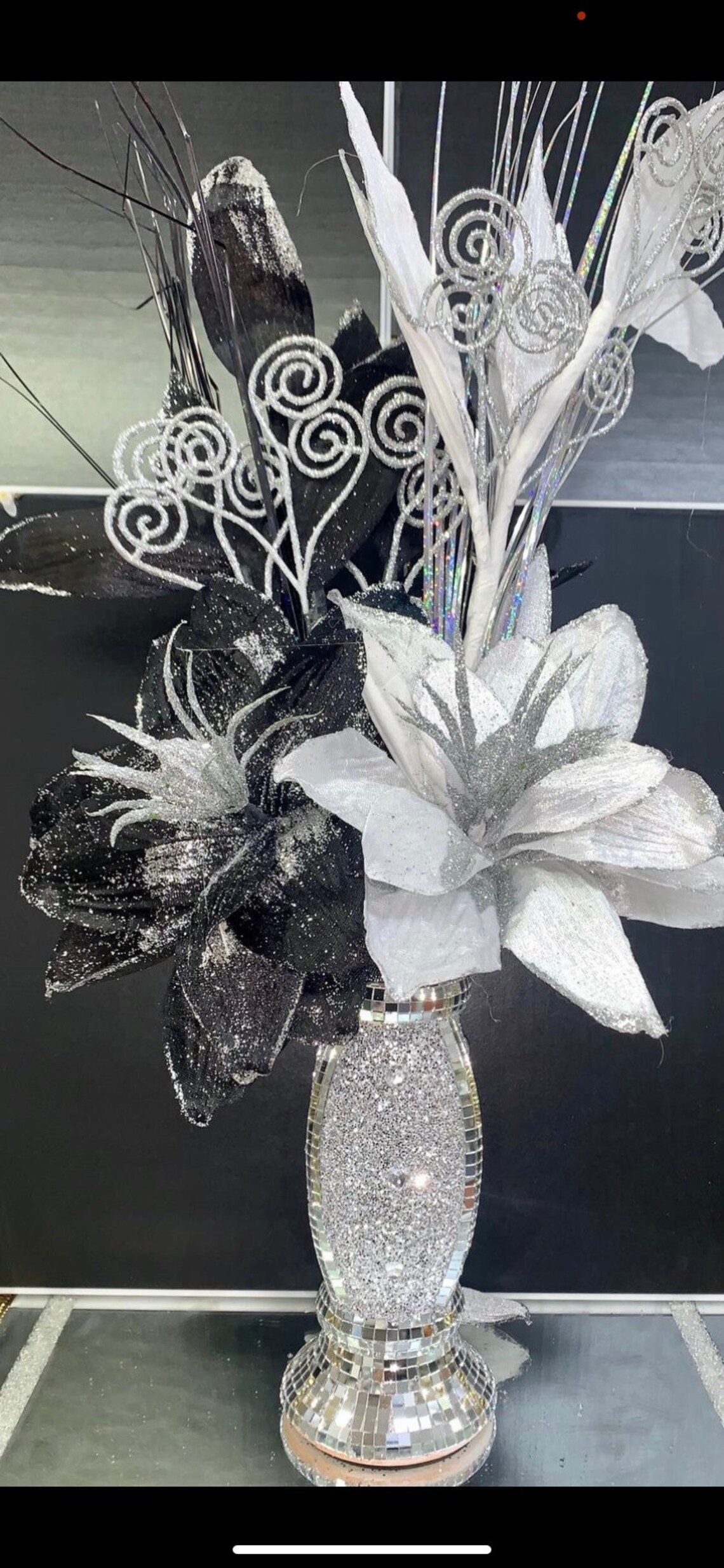 Crushed Diamond Vase and flower Etsy