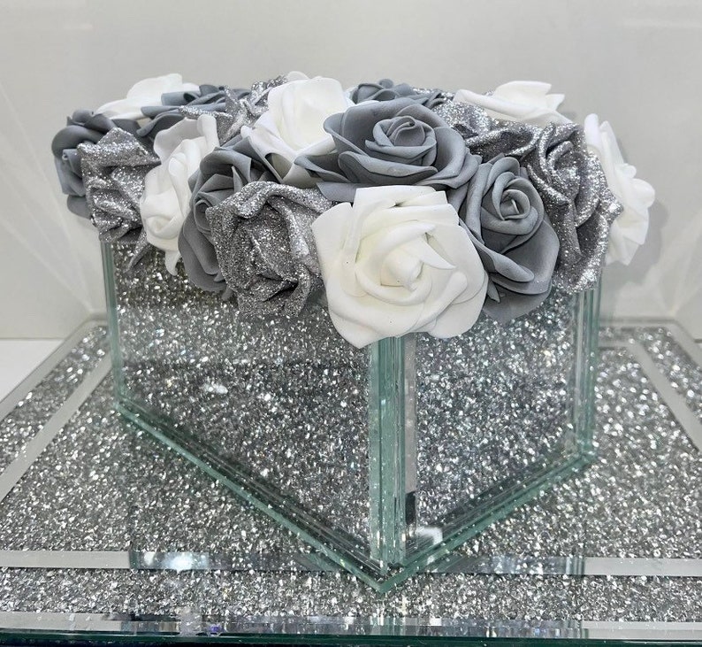 Crushed Diamond Vase With Flowers Etsy UK