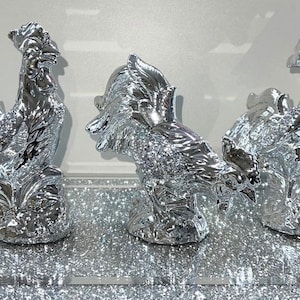 Crushed Diamond Set of 3 chickens
