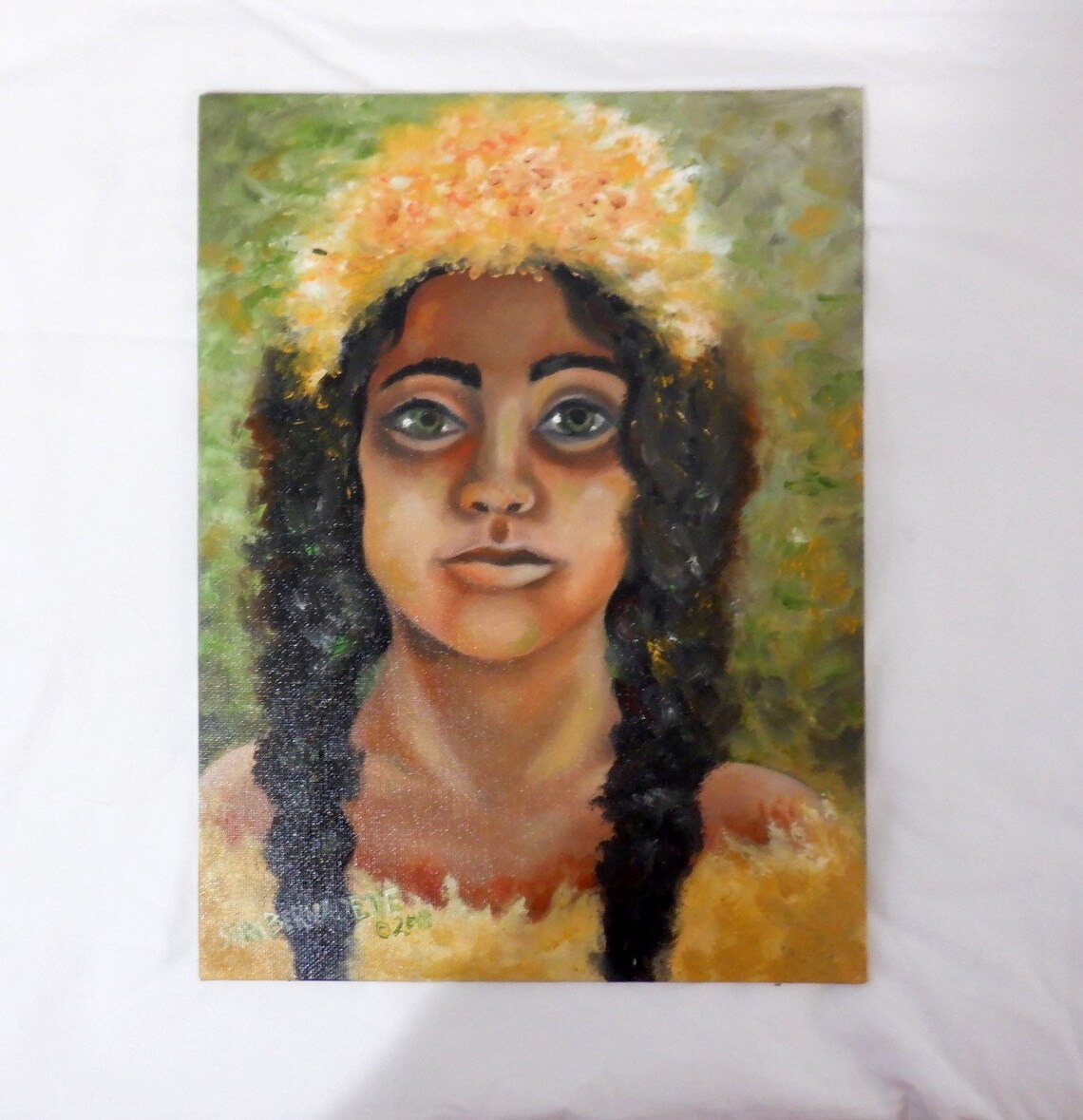 9x12 Original Oil Painting of a Young Mexican Woman "calendula ...