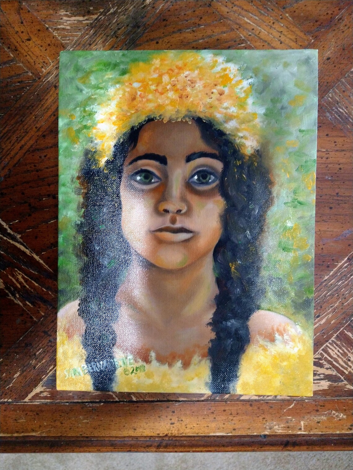 9x12 Original Oil Painting of a Young Mexican Woman "calendula ...
