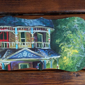 Tiny Original Acrylic Painting, 8.5x5, Colorful, Victorian Architecture, Bright, Gallery Wall, Affordable, Gift, Unique Wall Decor, Small