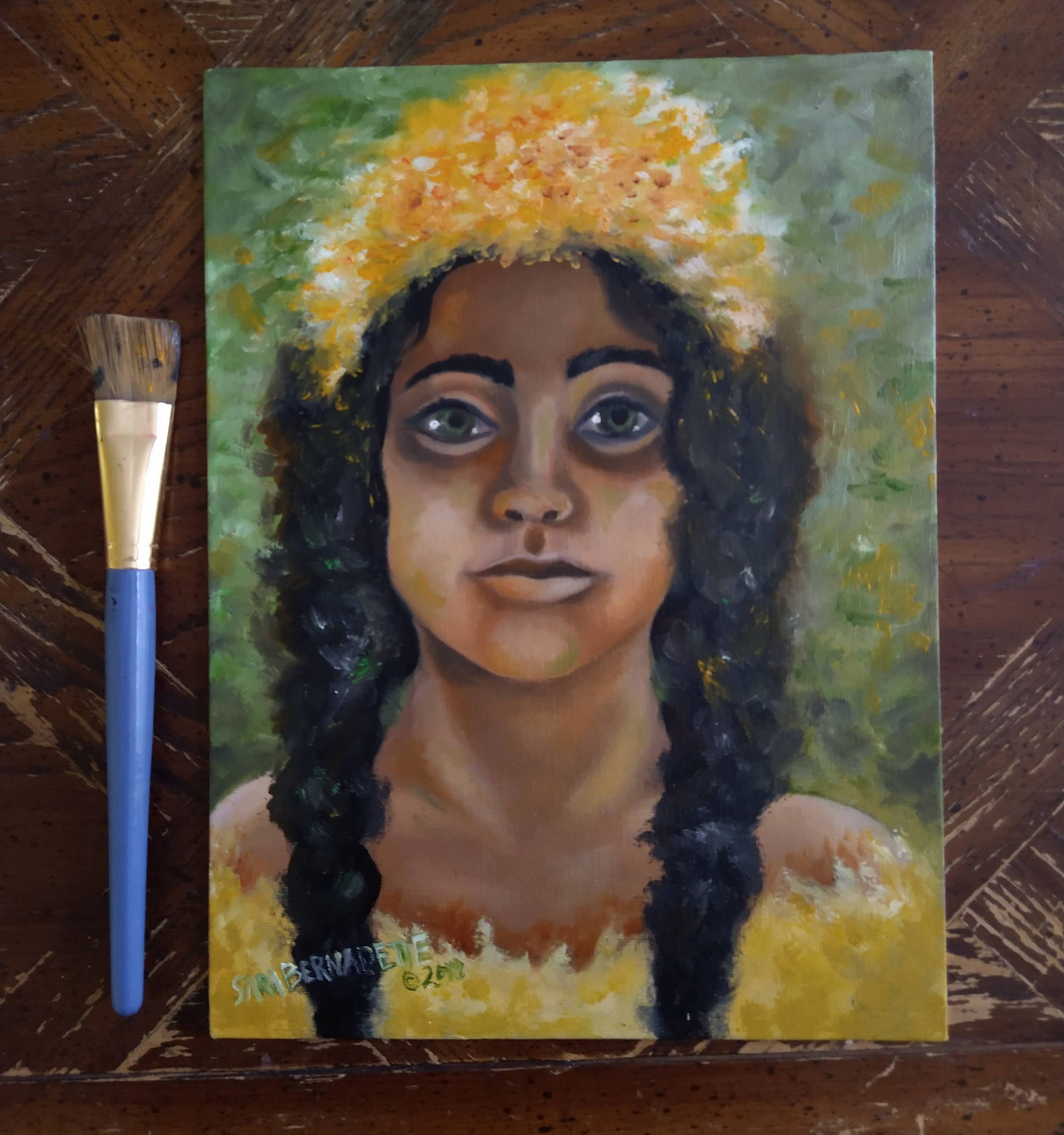 9x12 Original Oil Painting of a Young Mexican Woman "calendula ...