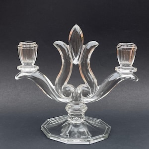 Vintage Crystal Double Candelabra: Elegant Table Centerpiece