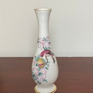 Lenox Serenade Bud Vase: Fine China Porcelain with Bird & Floral Design