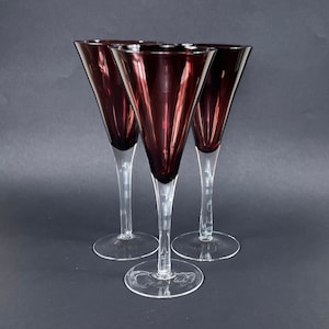Vintage Amethyst Champagne Flutes: Set of 3 Colorful Stemware