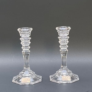Vintage Mikasa Crystal Candle Holders - Colonnade Pattern Pair
