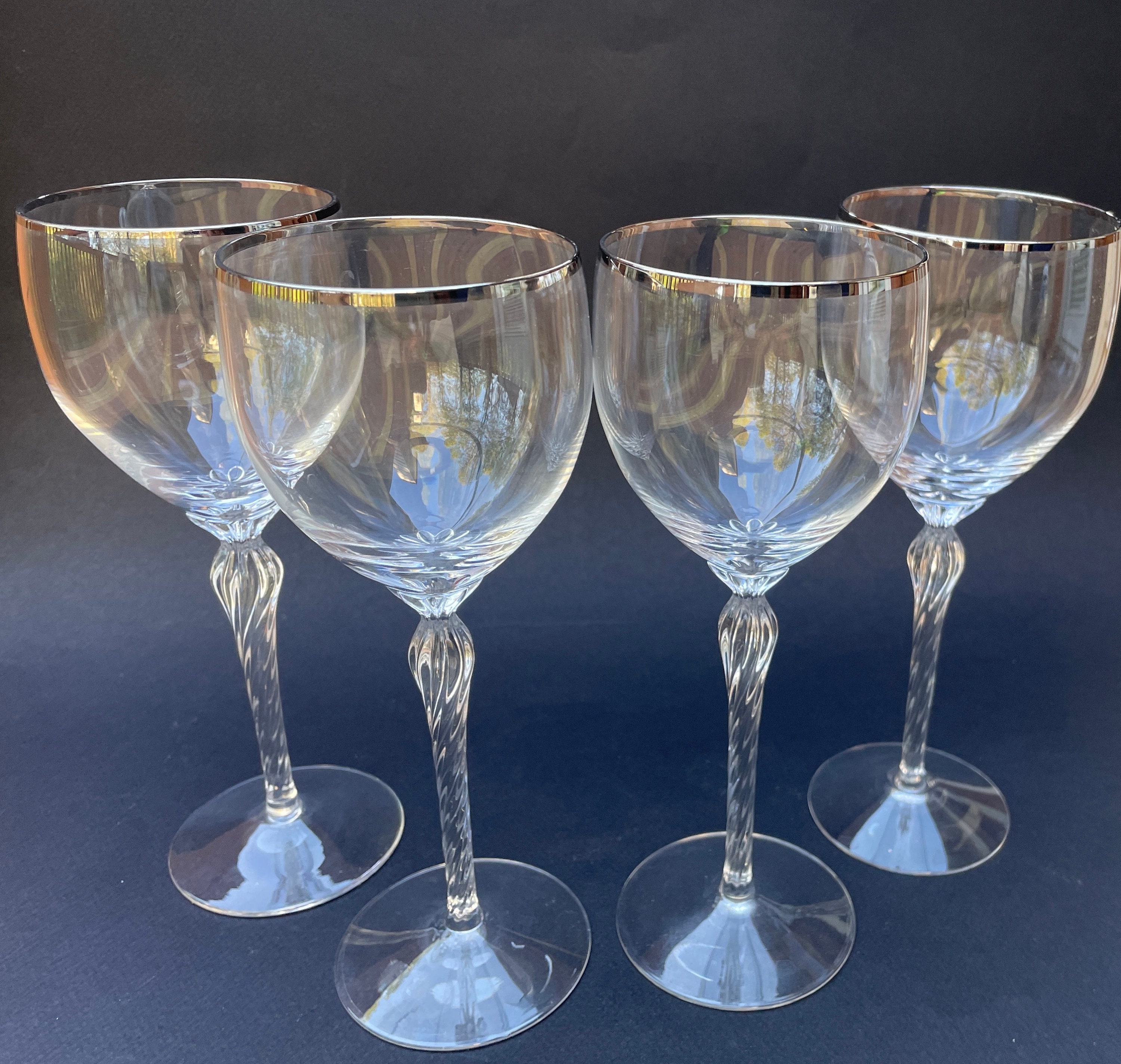 Lenox Atrium Crystal Glasses, Set of 2 Wine Glasses, Vintage