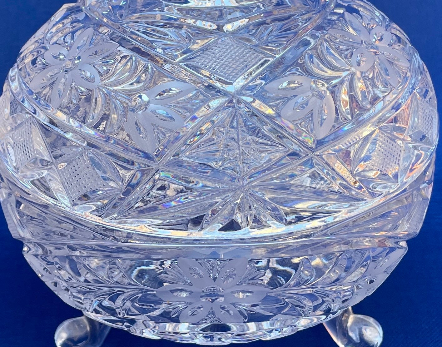 Vintage Crystal Footed Candy Dish With Lid Collectible Etsy