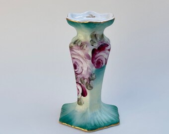 Bougeoir Français En Céramique - Peint à La Main - Motif Floral - Vintage - Jamais Utilisé