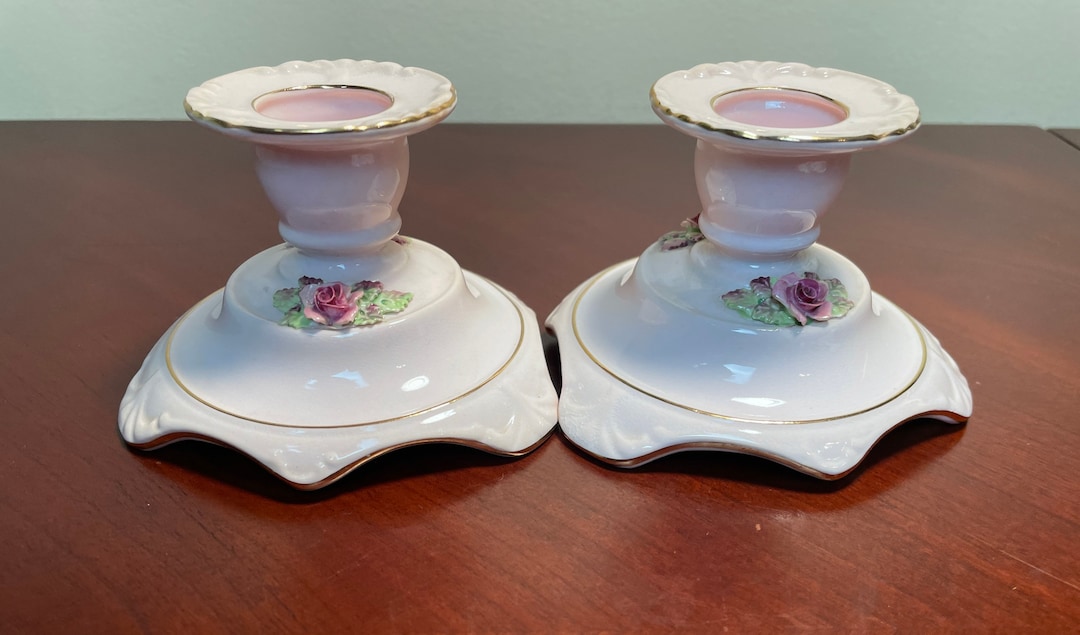 Vintage Candlestick Holders Pink Candlestick Holders by Etsy