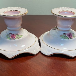 Vintage Candlestick Holders, Pink Candlestick Holders by Adderley, Pair of Candleholders, Bone China, Shabby Chic Decor, Gift Idea