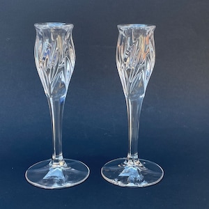 Crystal Candlestick Holders, Vintage Gorham Crystal, Gorham Crystal Star Blossom Patterned Candleholders, Gift idea, Gift for Mom