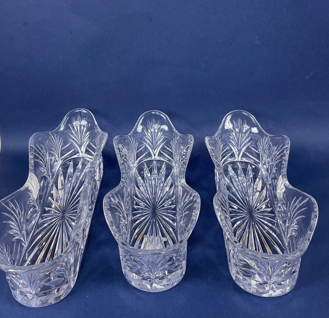 Crystal Flatware Caddy Vintage Glassware Crystal Cutlery Etsy