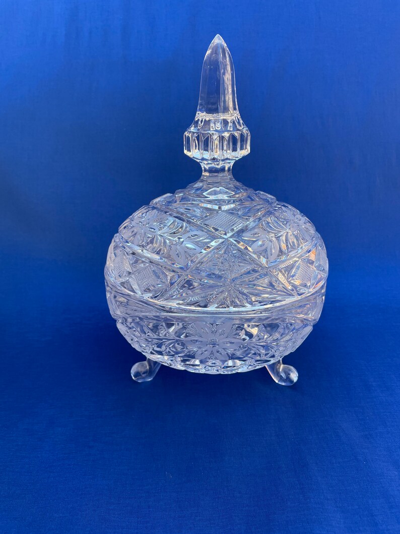 Vintage Crystal Footed Candy Dish With Lid Collectible Etsy