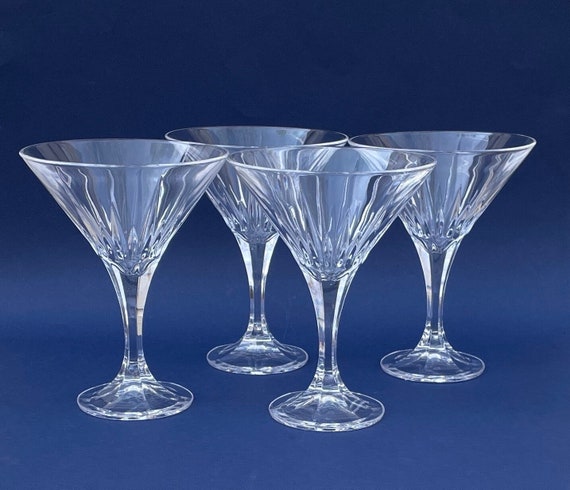 Martini Glasses, Vintage Crystal Martini Glasses, Godinger Crystal Glasses,  Crystal Stemware, Set of Cocktail Glasses, Gift Idea 