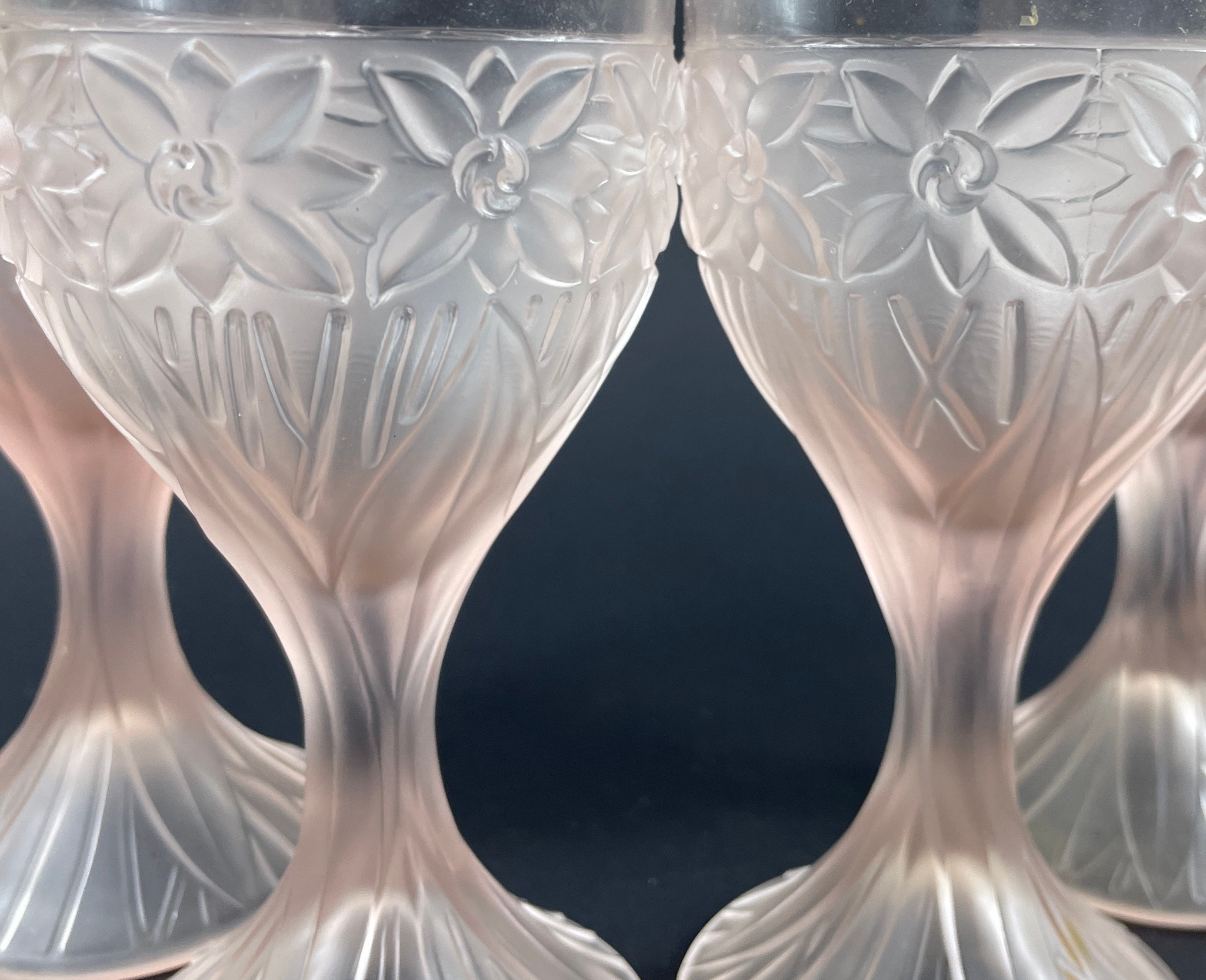 Vintage Satin Pink Floral Wine Glasses - Set of 4 Retro Stemware - Etsy