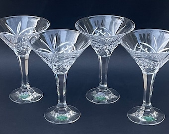 Martini Glasses, Vintage Glassware, Crystal Martini Glasses by Godinger, Crystal Stemware, Set of Martini Glasses, Cocktail Glasses, Gift