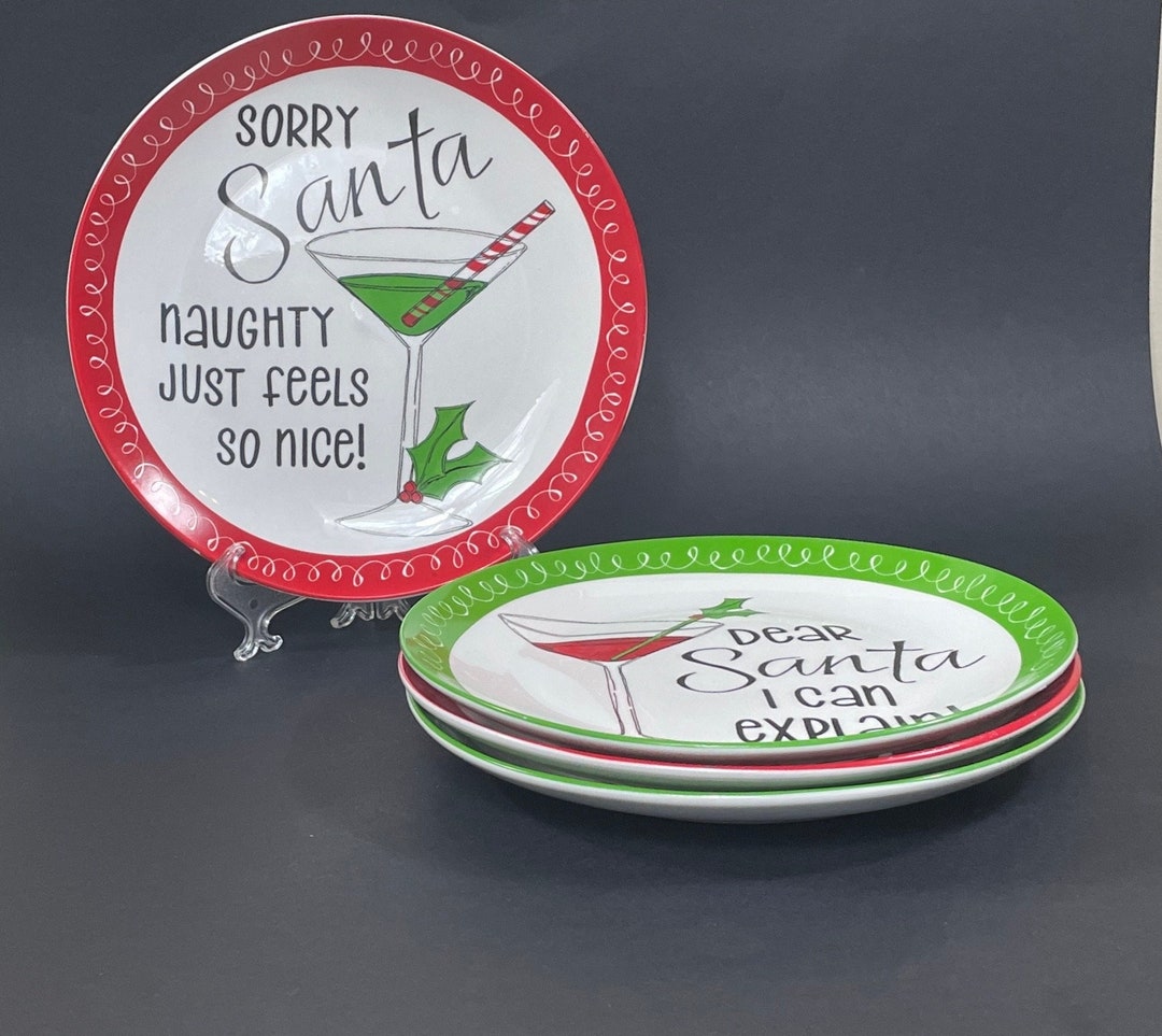 Christmas Plates, Vintage Christmas Party Plates, Holiday Plates