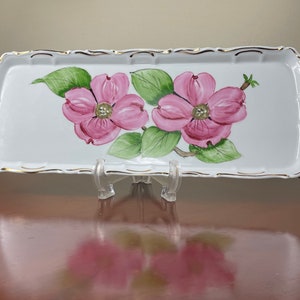 Vintage Floral Tray, Romamerica Fine Porcelain Tray, Hand Painted, Shabby Chic Decor, Floral Tray Hand Painted by Gayle Strider, Gift Idea