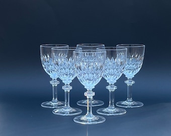 Vintage Gorham Crystal Wine Glasses - Set of 6 Cut Crystal Stemware