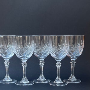 Vintage Cristal D&#39;Arques Wine Glasses - Deauville Pattern, Set of 5