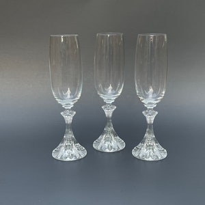 Crystal Fluted Champagne Glasses, Vintage Mikasa Crystal Flutes in the Ritz Pattern, Vintage Crystal Stemware, Anniversary Gift, Gift Idea