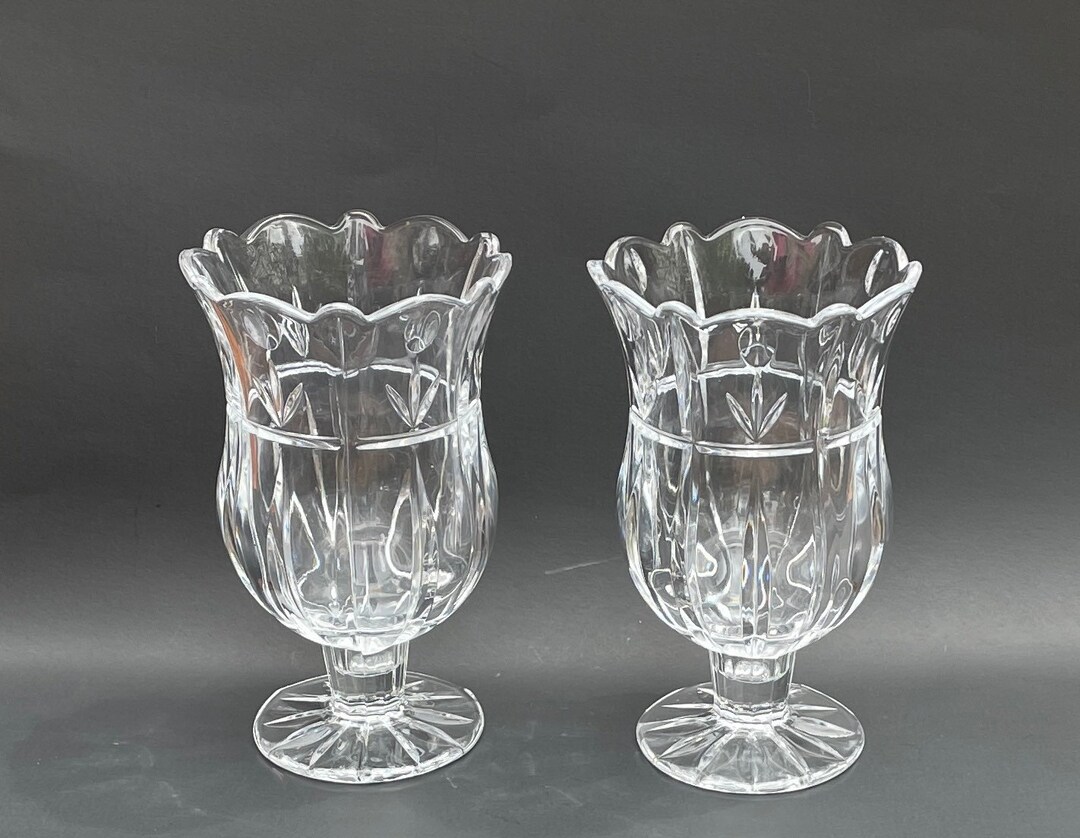 Crystal Hurricane Candle Holders, Vintage Hurricane Candleholders