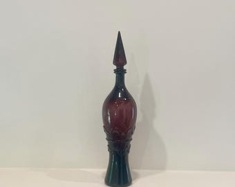 r125イタリア製 Empoli ヴィンテージ ターコイズガラス 蓋付き装飾壺 Vintage 1960s Rossini Empoli Italy Decanter Bottle and Glasses (4
