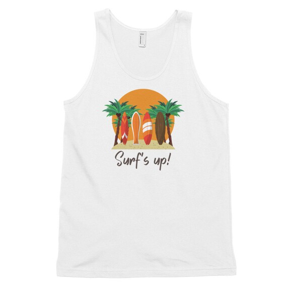 SURF'S UP Tank Top Surfing Artwork Workout Tank Top Etsy