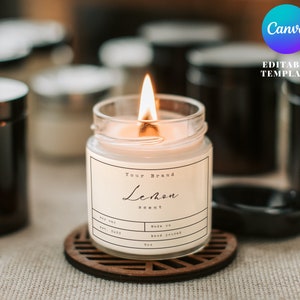 Minimalist Candle Label Template: Modern Soy Candle Design (Canva Editable)