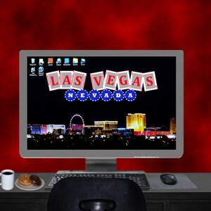Las Vegas Skyline at Night, Desktop Wallpaper, Instant Download, Screensaver, Printable, Las ...